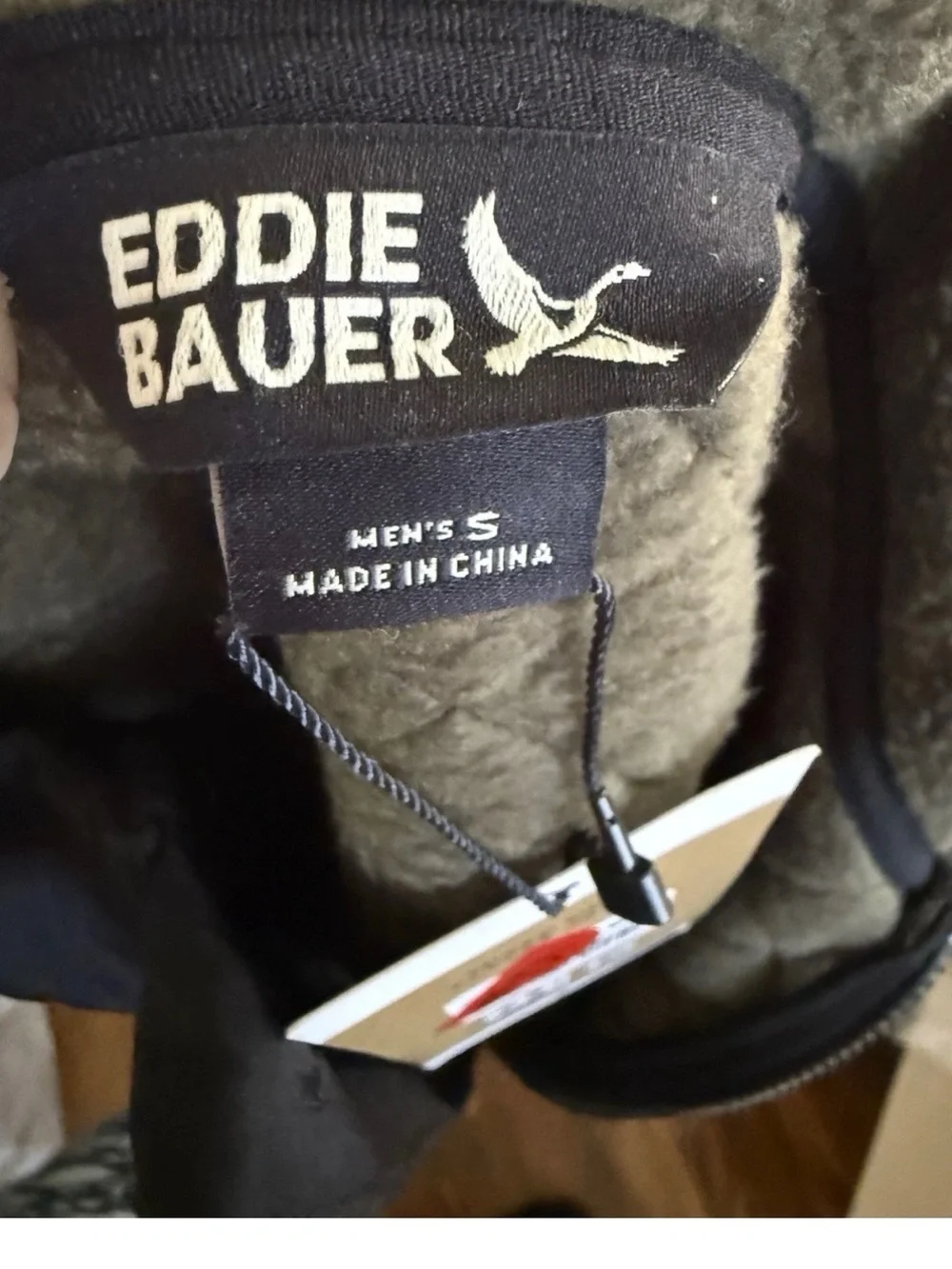 Eddie Bauer Quilted Fleece Jacket in Navy and Taupe Panel